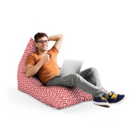 Fotoliu Puf Bean Bag tip Lounge Model rosu si alb - 1