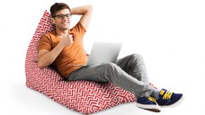 Fotoliu Puf Bean Bag tip Lounge Model rosu si alb