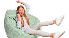 Fotoliu Puf Bean Bag tip Para L frunze verzi si galbene