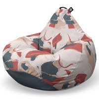Fotoliu Puf Bean Bag tip Para XL bej cu model rosu si gri - 6