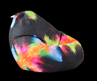 Fotoliu puf tip sac nirvana gigant colour festival imprimat pretabil si la exterior umplut cu perle polistiren - 1