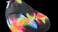 Fotoliu puf tip sac nirvana gigant colour festival imprimat pretabil si la exterior umplut cu perle polistiren