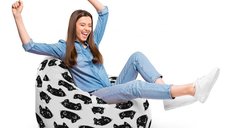 Fotoliu Puf Updeco Para XL pentru Pisici Alb-Negru