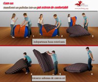 Fotoliu Pufrelax king size otoman eerie black umplut cu fulgi de burete memory mix - 3