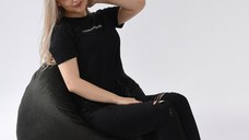 Fotoliu Pufrelax Relaxo Gama Premium Textil Black Velvet cu husa detasabila textila umplut cu perle polistiren