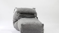 Fotoliu Pufrelax Yoga L + Perna Moon Grey Gama Premium umplut cu fulgi de burete memory mix