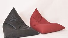 Fotoliu sac Pufrelax Kudos Black, marime medie, din piele ecologica, umplut cu perle de polistiren