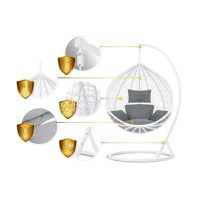 Fotoliu suspendat tip cuib oval cadru Alb si perna Gri, structura din otel, perne incluse, 103x107x195 cm,utilizare interiorexterior - 5