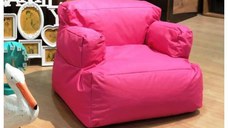 Fotoliu tip para pentru copii Big Bean Bag textil umplut cu perle polistiren roz