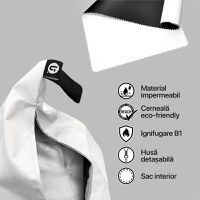 Fotoliu Updeco Puf Bean Bag tip Big Chill alb cu ursi - 1