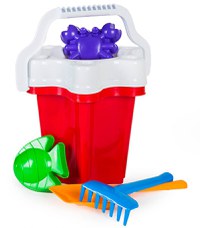 Galetusa cu 6 jucarii de nisip in forma de stea - 1