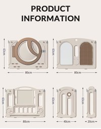 Gardulet loc de joaca interiorexterior Nichiduta Garden 200x160 cm cu poarta de siguranta,joc cu inele,covoras din spuma 1 cm grosime,100bile color,cuburi,cos de baschet si mingie inclusa Moon Coffee - 2