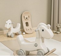 Gardulet loc de joaca interiorexterior Nichiduta Garden cu margini rotunjite,Poarta de siguranta,Leagan,Balansoar,Casuta,Cos de baschet,Organizator,Tobogan,Piscina uscata,Covoras spuma 1cm grosime Happy House Beige - 3