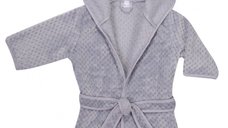Halat de baie Ursulet pufos cu gluga si urechi 104-116 cm Grey