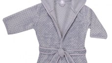 Halat de baie Ursulet pufos cu gluga si urechi 104-116 cm Grey