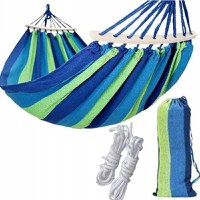 Hamac pentru 2 persoane, 150x200 cm, tija din lemn, maxim 200 kg, husa depozitare, verdealbastru - 8
