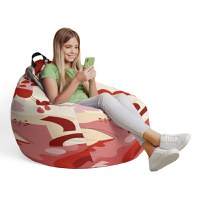 Husa fotoliu Puf Bean Bag tip Para L fara umplutura abstract jungle rosu - 4