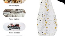 Husa fotoliu Puf Bean Bag tip Para L fara umplutura memphis alb cu galben