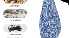 Husa fotoliu Puf Bean Bag tip Para L fara umplutura oriental waves blue