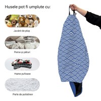 Husa fotoliu Puf Bean Bag tip Para L fara umplutura oriental waves blue - 1