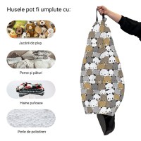 Husa fotoliu Puf Bean Bag tip Para XL fara umplutura ursuleti maro - 1