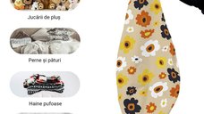 Husa pentru fotoliu Puf Bean Bag Para L, model Daisy pe fundal bej, fara umplutura