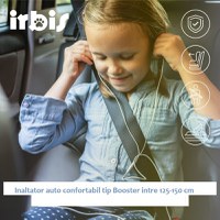Inaltator auto copii Caretero Irbis I-Size Emerald 125-150 cm, fixare cu isofix, centura de ghidaj, spatar reglabil si detasabil, husa lavabila, cotiere, Certificat R129 - 4