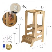 Inaltator multifunctional ajutor de bucatarie MeowBaby lemn natural - 3