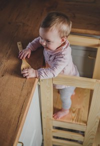 Inaltator multifunctional ajutor de bucatarie MeowBaby lemn natural - 5