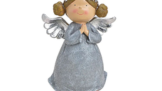 Ingeras decorativ gri argintiu Statueta Craciun 31 cm