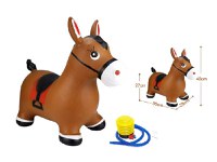 Jucarie gonflabila pentru copii Malplay Brown Horse, din cauciuc rezistent cu pompa inclusa, dimensiune 55 x 48 x 27 cm - 1