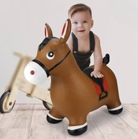 Jucarie gonflabila pentru copii Malplay Brown Horse, din cauciuc rezistent cu pompa inclusa, dimensiune 55 x 48 x 27 cm - 5