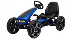 Kart cu pedale Novokids Mercedes Benz Kart Pro, albastru, cu frana de mana si scaun ajustabil