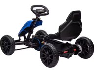 Kart electric pentru copii Nichiduta Speed Blue, 12V 45W, roti silenioase din spuma EVA, structura metalica, slow start, pornire la buton, pedala unica pentru acceleratiefrana, scaun reglabil, dimensiune 100 x 58 x 58.5 cm - 1