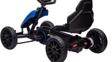 Kart electric pentru copii Nichiduta Speed Blue, 12V 45W, roti silenioase din spuma EVA, structura metalica, slow start, pornire la buton, pedala unica pentru acceleratiefrana, scaun reglabil, dimensiune 100 x 58 x 58.5 cm
