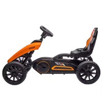 Kart pentru copii Nichiduta Speed Yellow, structura metalica, cu pedale si roti silentioase din spuma EVA, scaun reglabil, frana de mana pe rotile din spate, greutate maxima admisa 30 kg, dimensiune 100 x 58 x 58.5 cm - 1