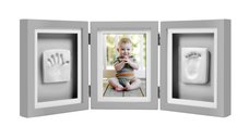 Kit rama foto tripla gri cu amprente manuta si piciorus Pearhead