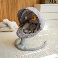 Leagan electric cu 5 moduri de balansare pentru copii Kidnort Svaie Grey, portabil, cu telecomanda, muzica, conectare bluetoothusb, accesorii incluse, dimensiune 66 x 65 x 53.5 cm - 8