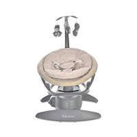 Leagan electric Toscana Beige Dots, rotativ, panou muzical, telecomanda - 1