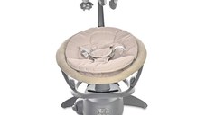 Leagan electric Toscana Beige Dots, rotativ, panou muzical, telecomanda
