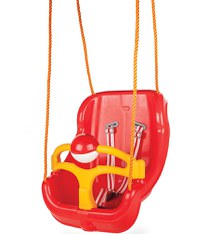 Leagan mare pentru copii Pilsan Big Swing Rosu cu bara de protectie detasabila,bila cu zornaitoare,centuri de siguranta,franghie 160cm reglabila,greutate maxima suportata 100kg - 3