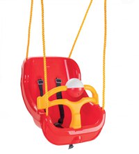 Leagan mare pentru copii Pilsan Big Swing Rosu cu bara de protectie detasabila,bila cu zornaitoare,centuri de siguranta,franghie 160cm reglabila,greutate maxima suportata 100kg - 4