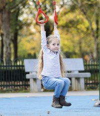 Leagan pentru copii, Kruzzel, model 2 in 1, include trapez de gimnastica si bara acrobatica din lemn, inaltime reglabila, max 100 kg - 2