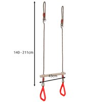 Leagan pentru copii, Kruzzel, model 2 in 1, include trapez de gimnastica si bara acrobatica din lemn, inaltime reglabila, max 100 kg - 4