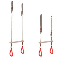 Leagan pentru copii, Kruzzel, model 2 in 1, include trapez de gimnastica si bara acrobatica din lemn, inaltime reglabila, max 100 kg - 7
