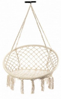 Leagan pentru copii Novokids Round Textile Swing Beige interior si exterior, suspendabil, greutate suportata 120 kg, pentru casa si gradina - 4