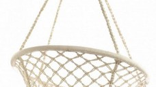Leagan pentru copii Novokids Round Textile Swing Beige interior si exterior, suspendabil, greutate suportata 120 kg, pentru casa si gradina