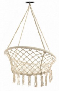 Leagan pentru copii Novokids Round Textile Swing Beige interior si exterior, suspendabil, greutate suportata 120 kg, pentru casa si gradina - 1