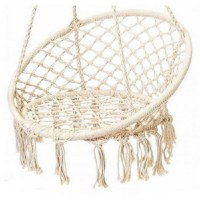 Leagan pentru copii Novokids Round Textile Swing Beige interior si exterior, suspendabil, greutate suportata 120 kg, pentru casa si gradina - 3