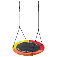 Leagan rotund pentru copii, Meteor, tip cuib de barza, cadrul din metal, tesatura Oxford 600D, YellowOrangeRed, 110 cm - 5